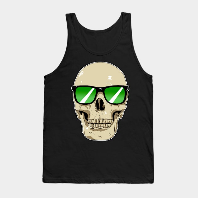 Skull Wearing Sunglasses Green Lenses Tank Top by Black Snow Comics